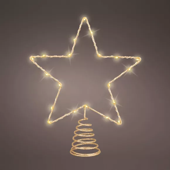 Eminza Cimier De Sapin Lumineux 20 LED Étoile Filante Or/Blanc Chaud