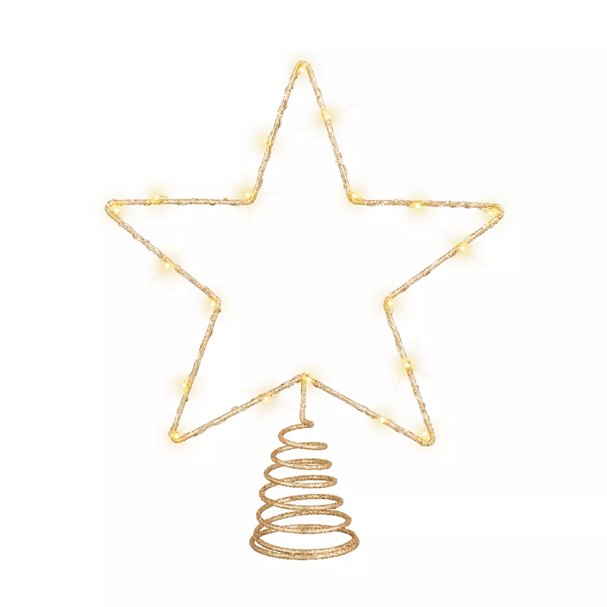 eminza Cimier de sapin lumineux 20 LED Étoile filante Or/Blanc chaud