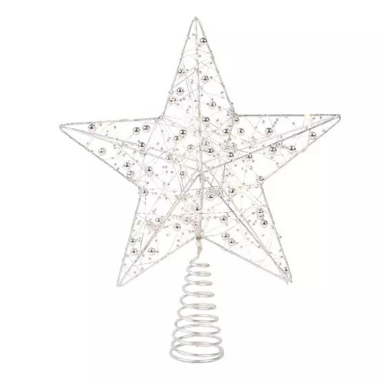 Eminza Cimier De Sapin Lumineux Angie Argent/ Blanc Chaud