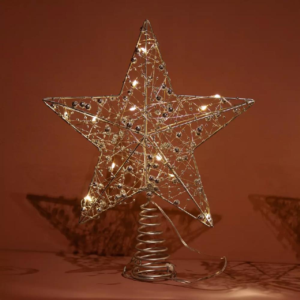 eminza Cimier de sapin lumineux Angie Argent/ Blanc chaud