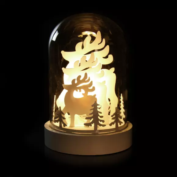 Eminza Cloche En Verre Lumineuse à Piles (H18 Cm) Rennes Blanc Chaud