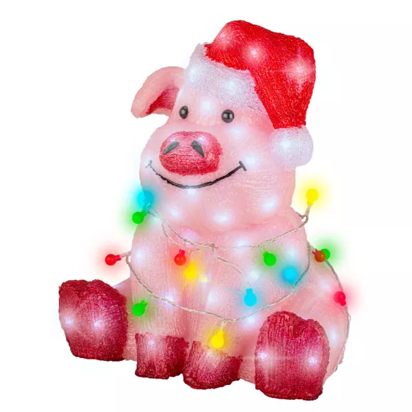 Eminza Cochon Lumineux 100 LED (H41 Cm) Baby Gaston Multicolore