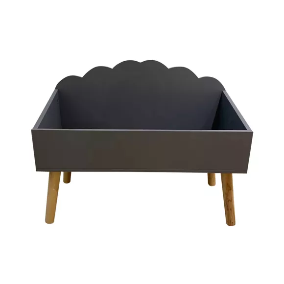 Eminza Coffre à Jouet Enfant Bois (H45 Cm) Cloudy Gris
