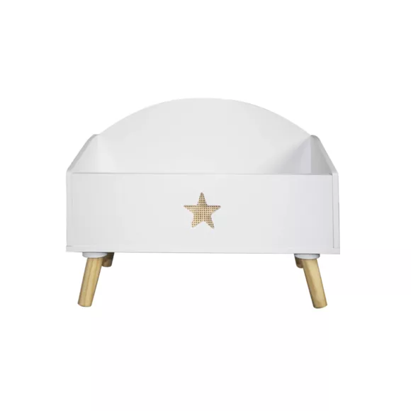 Eminza Coffre à Jouet Ouvert Enfant Bois (H44 Cm) Stars Blanc