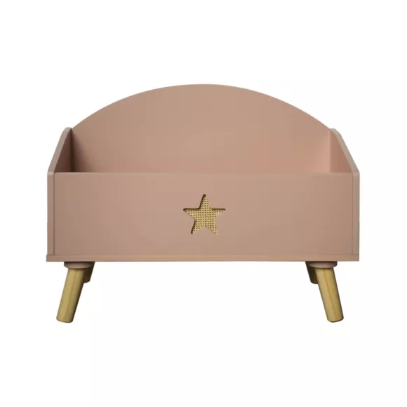 Eminza Coffre à Jouet Ouvert Enfant Bois (H44 Cm) Stars Rose