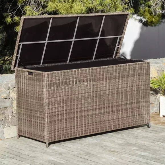Eminza Coffre De Rangement Extérieur En Résine Tressée Calvi Sepia