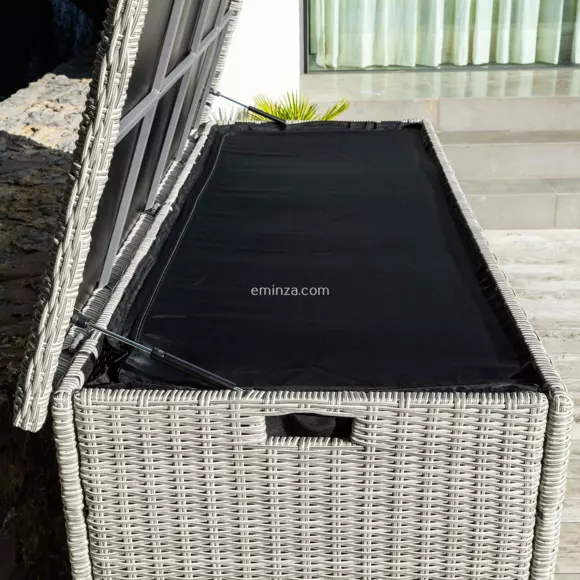 Eminza Coffre De Rangement Extérieur En Résine Tressée Calvi Gris