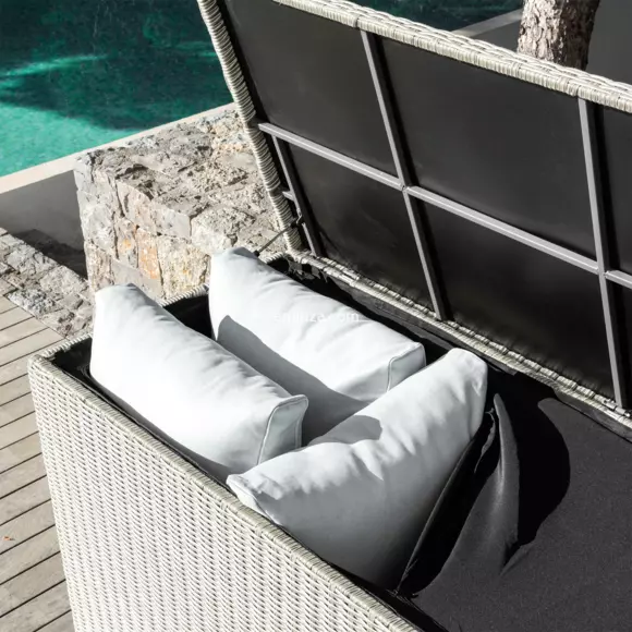 Eminza Coffre De Rangement Extérieur En Résine Tressée Calvi Gris