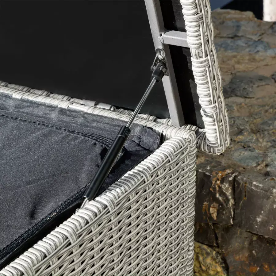 Eminza Coffre De Rangement Extérieur En Résine Tressée Calvi Gris