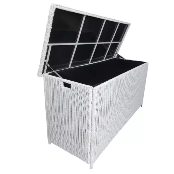 Eminza Coffre De Rangement Extérieur En Résine Tressée Calvi Blanc