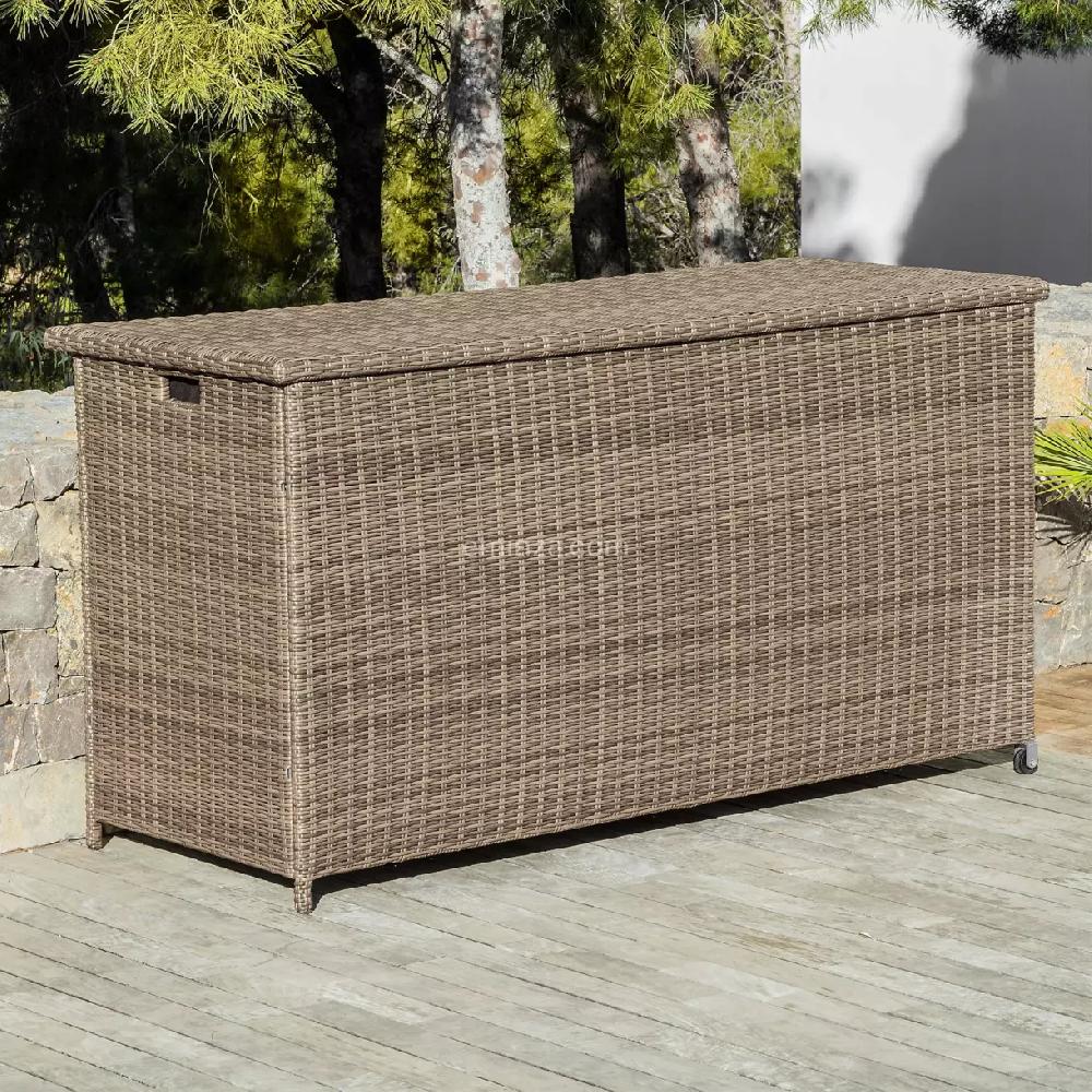 eminza Coffre de rangement extérieur en résine tressée Calvi Sepia