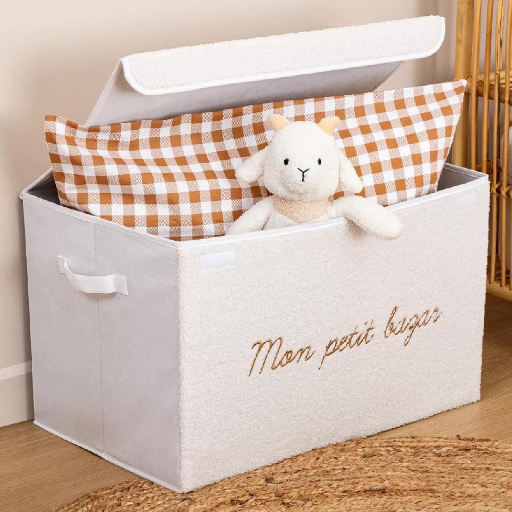 eminza Coffre de rangement pliable enfant bouclette (36 x 57 cm) Yuma Blanc