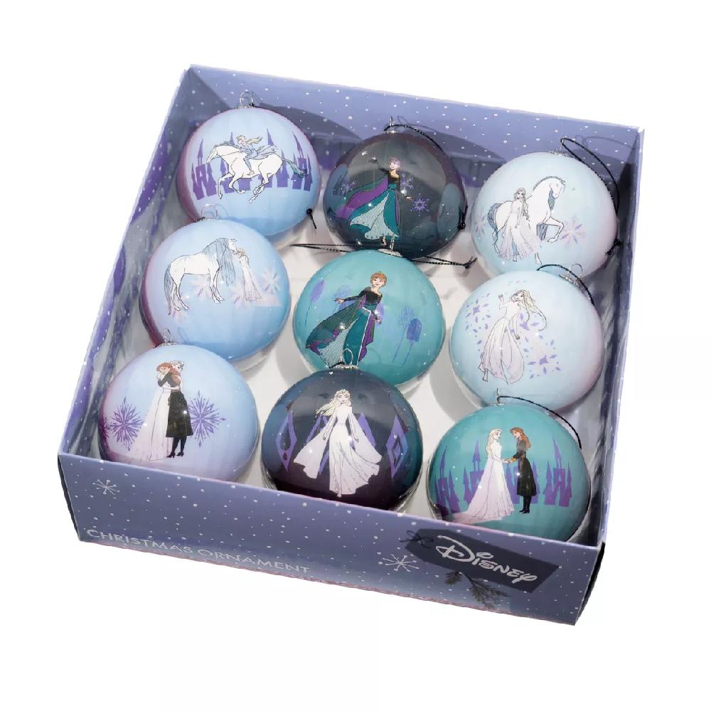 eminza Coffret de 9 boules de Noël (D75 mm) Disney La Reine des Neiges Bleu