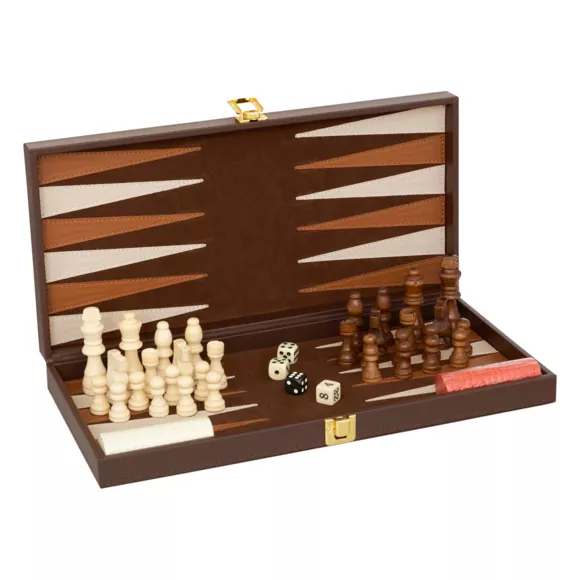 Eminza Coffret Jeux Backgammon / Echec Bois (40 Cm) Jule Marron