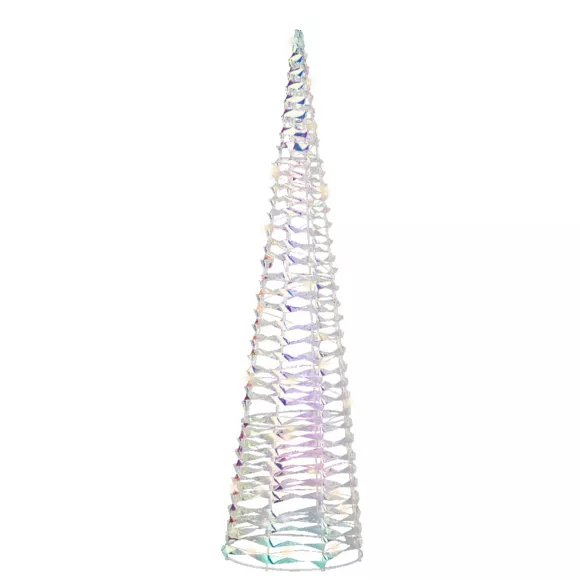 Eminza Cône Lumineux à Piles 30 LED (H60 Cm) Ice Irisé Blanc Chaud