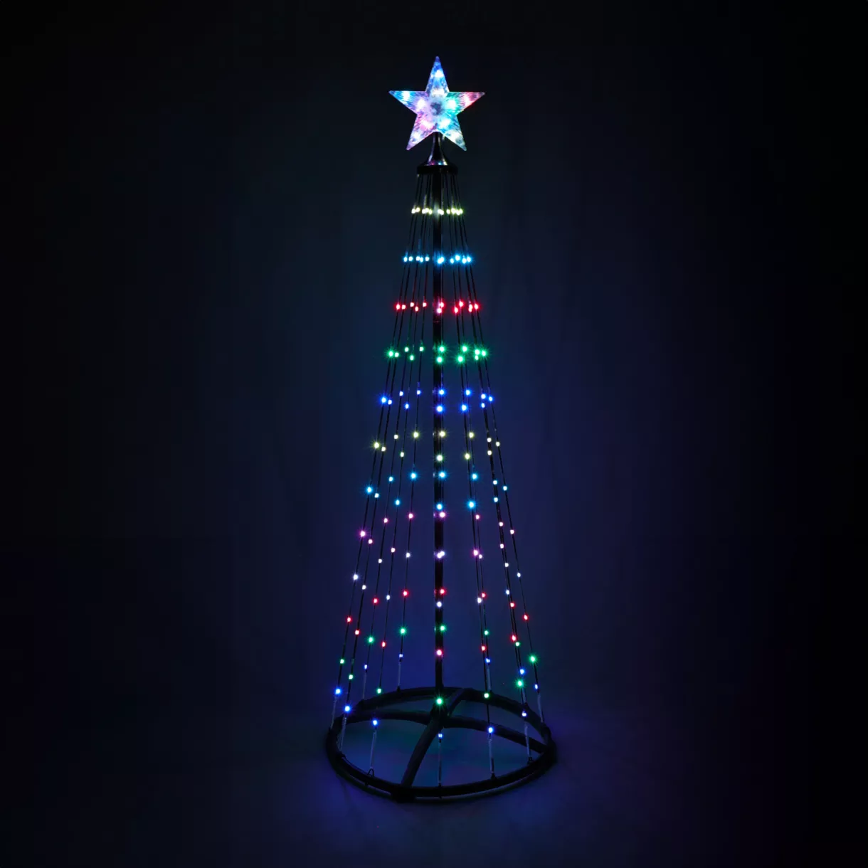 eminza Cône lumineux Digital 154 Micro Led (H150 cm) Twinkling Noir et Multicolore