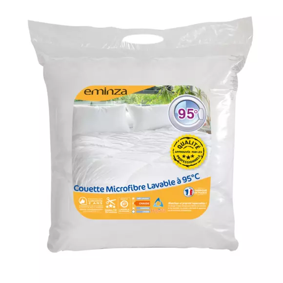 Eminza Couette Chaude (260 X 240 Cm) Microfibre Lavable à 95°C Blanche