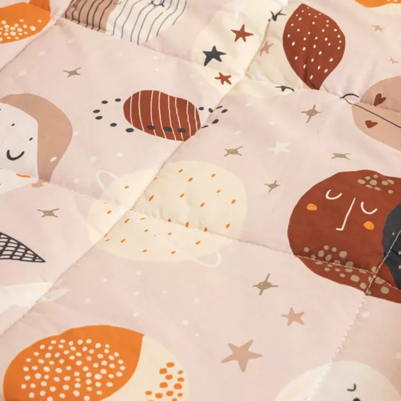 Eminza Couette Imprimée Enfant Coton Et Deux Taies D'oreiller (240 X 220 Cm) Sky Dream Rose