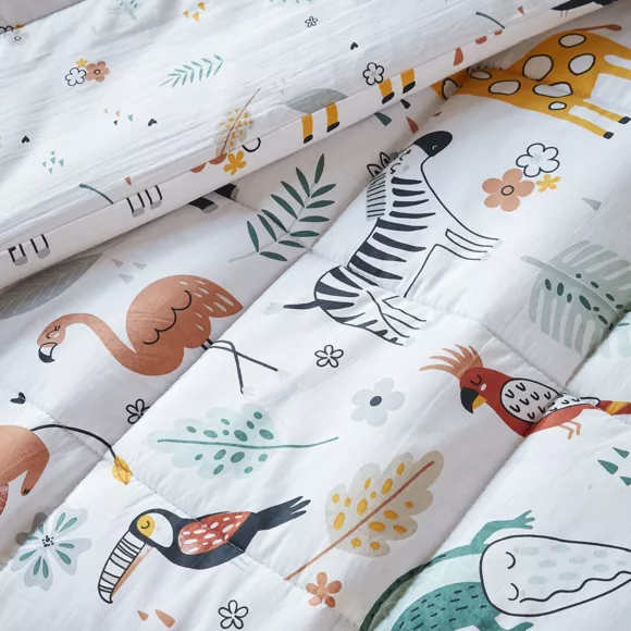 Eminza Couette Imprimée Enfant Coton Et Une Taie D'oreiller (140 X 200 Cm) Savane Multicolore