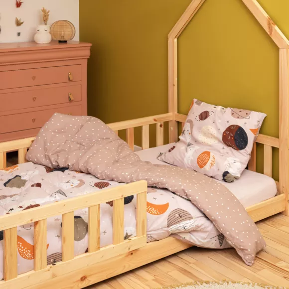 Eminza Couette Imprimée Enfant Coton Et Une Taie D'oreiller (140 X 200 Cm) Sky Dream Rose