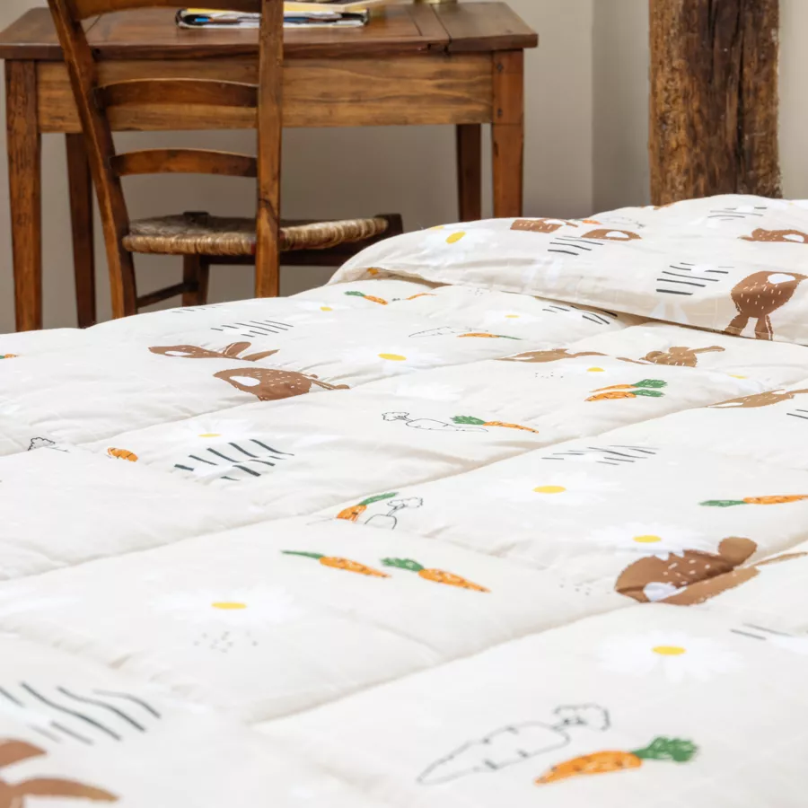 Eminza Couette Imprimée Enfant Et Sa Taie D'oreiller (140 X 200 Cm) Pompon Marron