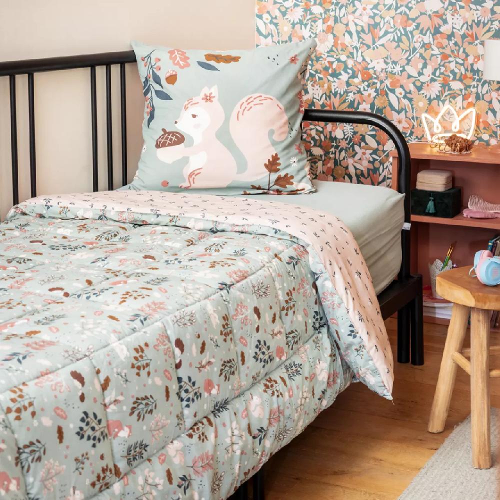 eminza Couette imprimée enfant et sa taie d'oreiller (140 x 200 cm) Tamia Multicolore