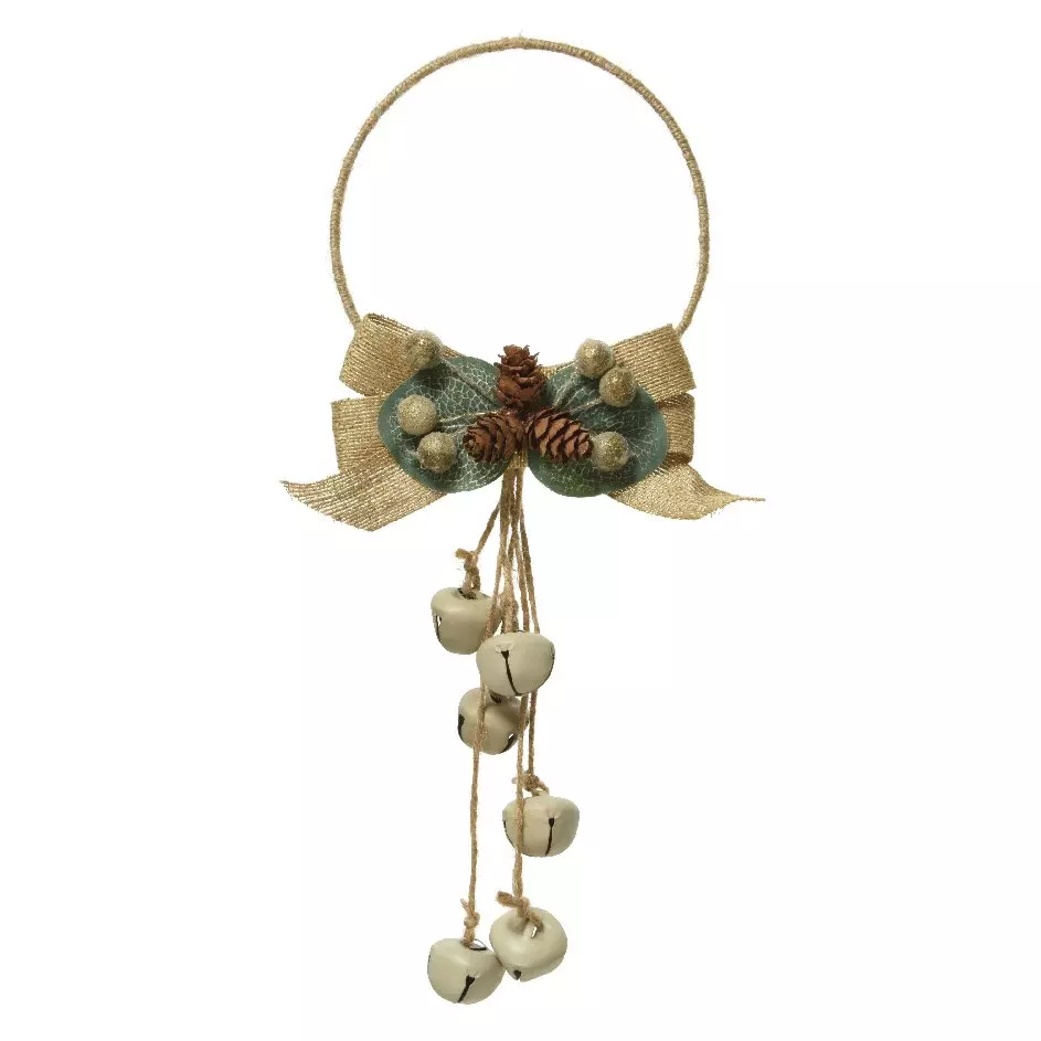 eminza Couronne de Noël à clochette (D11 cm) Pampille Beige