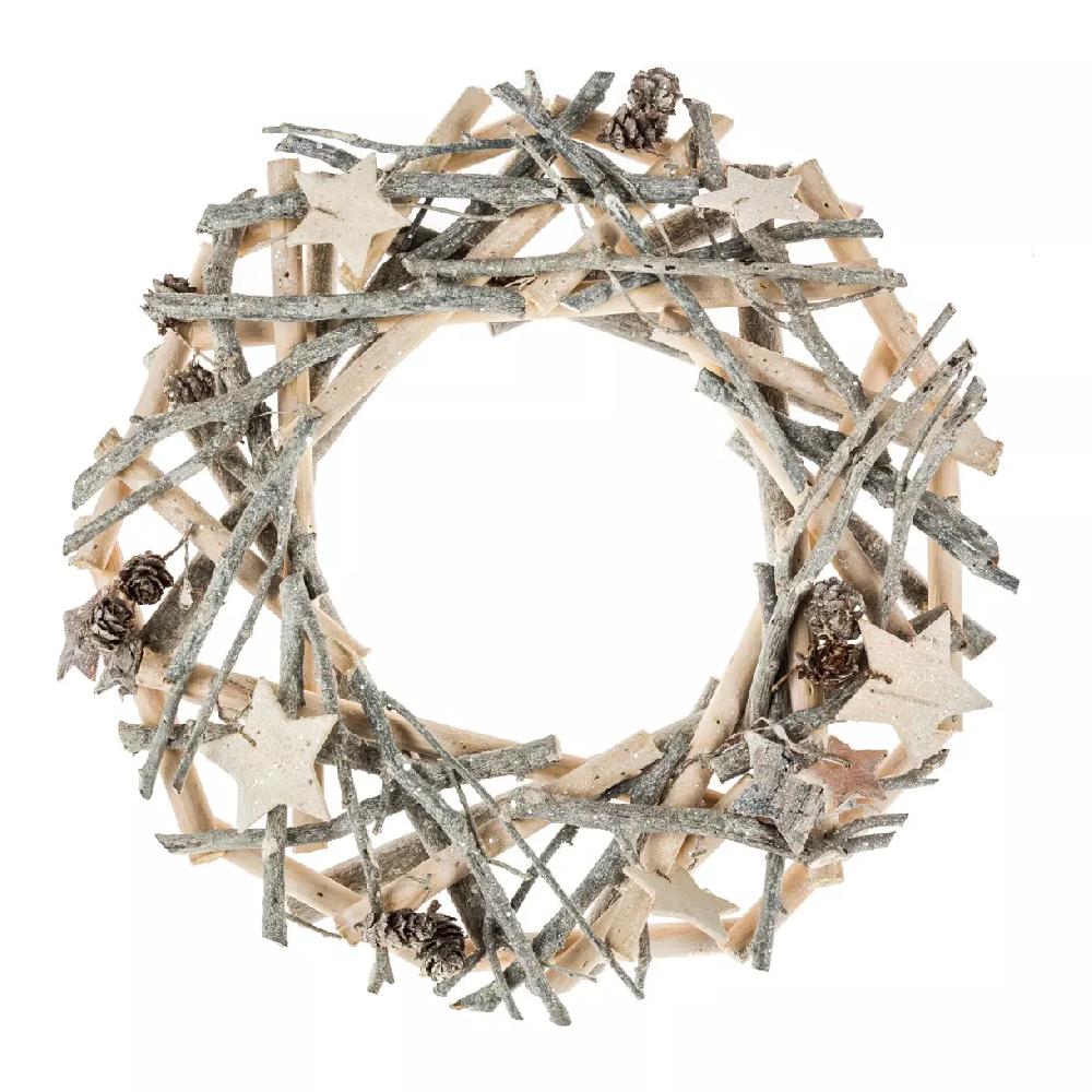 eminza Couronne de Noël branchage (D30 cm) Bois Naturel