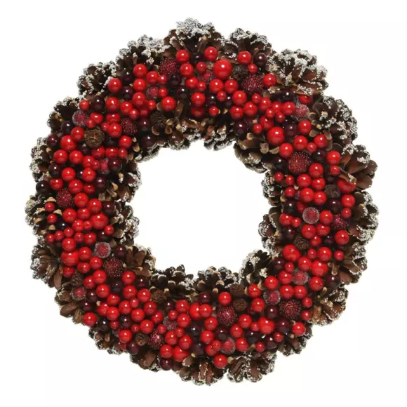 Eminza Couronne De Noël (D30 Cm) Baie Gourmande Rouge