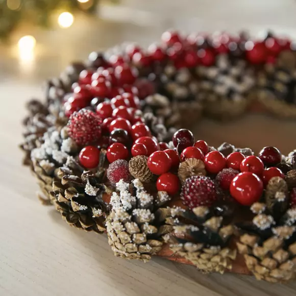 Eminza Couronne De Noël (D30 Cm) Baie Gourmande Rouge