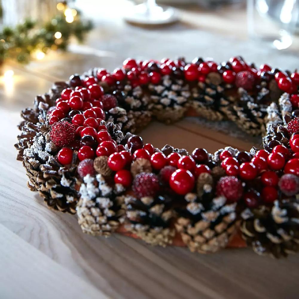 eminza Couronne de Noël (D30 cm) Baie gourmande Rouge