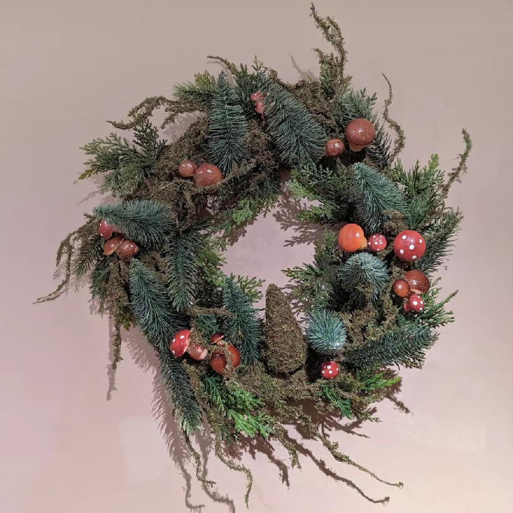eminza Couronne de Noël (D40 cm) Champignons en forêt