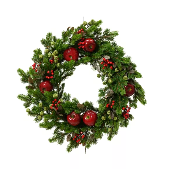 Eminza Couronne De Noël (D40 Cm) Pommes Sucrées Rouge