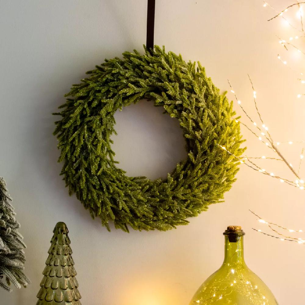 eminza Couronne de Noël (D42 cm) Branches de sapin pailleté