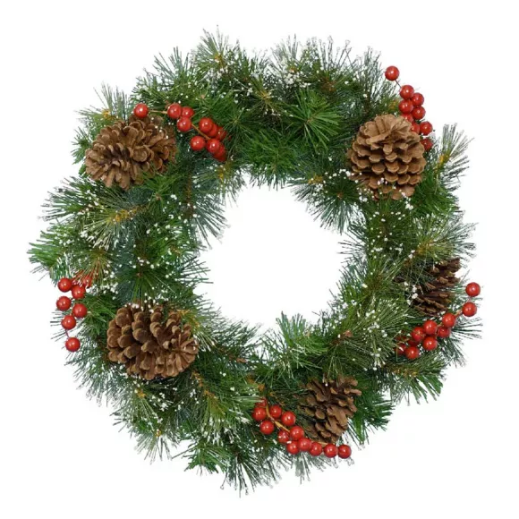 Eminza Couronne De Noël (D50 Cm) Baies Et Pommes De Pin