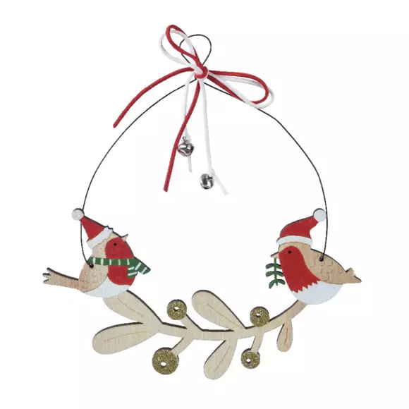 Eminza Couronne De Noël Déco (D22 Cm) Oiseaux Enchantés