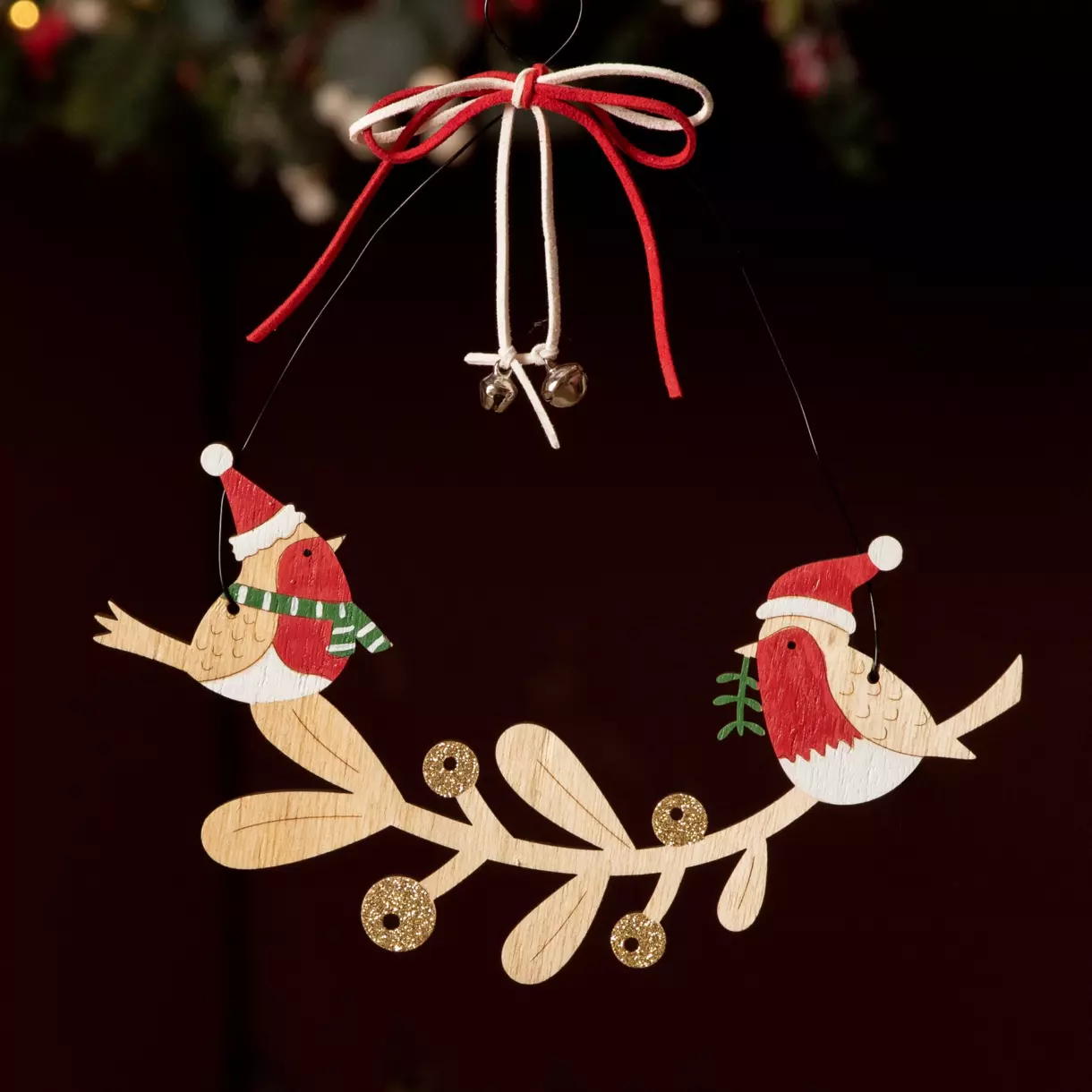 eminza Couronne de Noël déco (D22 cm) Oiseaux enchantés