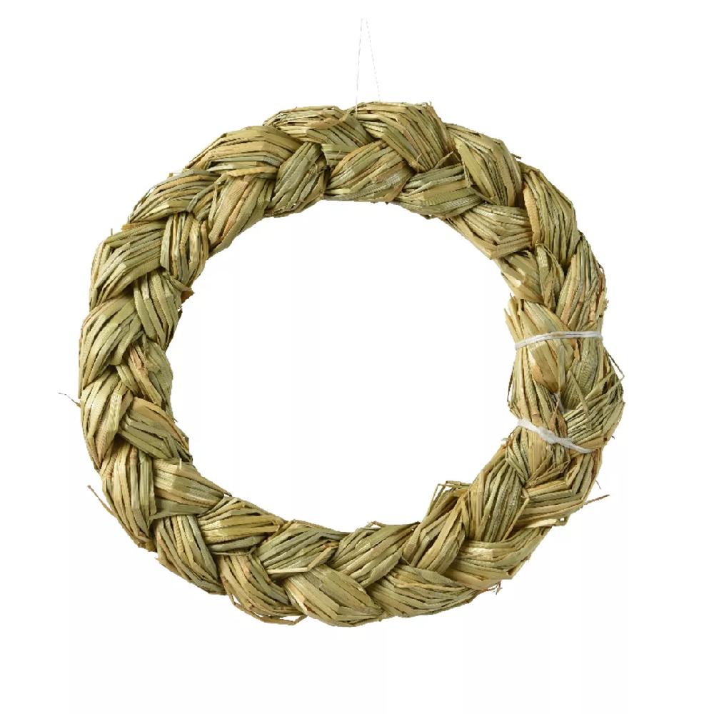 eminza Couronne de Noël en paille (D30 cm) Tréssée à décorer