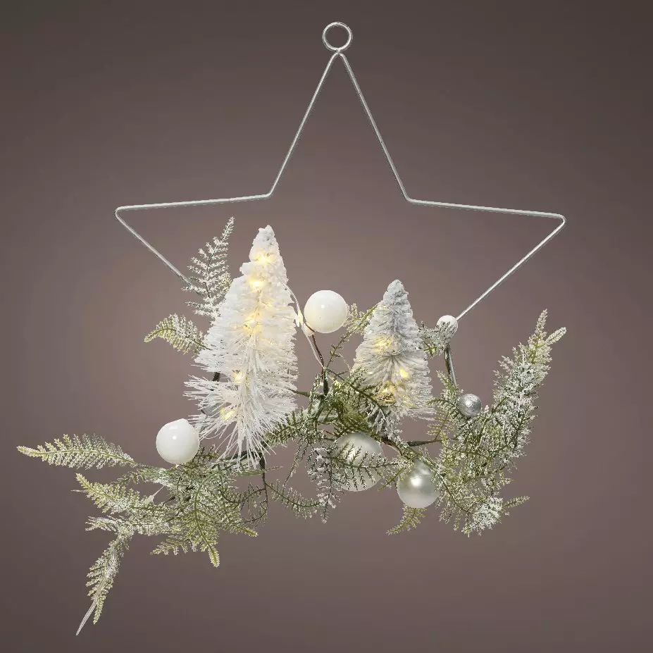 eminza Couronne de Noël lumineuse (D30 cm) Etoile brillante Argent
