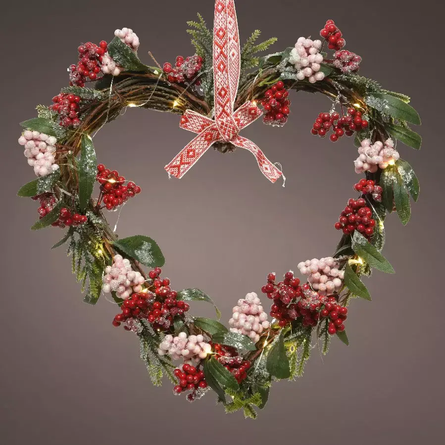 eminza Couronne de Noël lumineuse (D36 cm) Soline Rouge