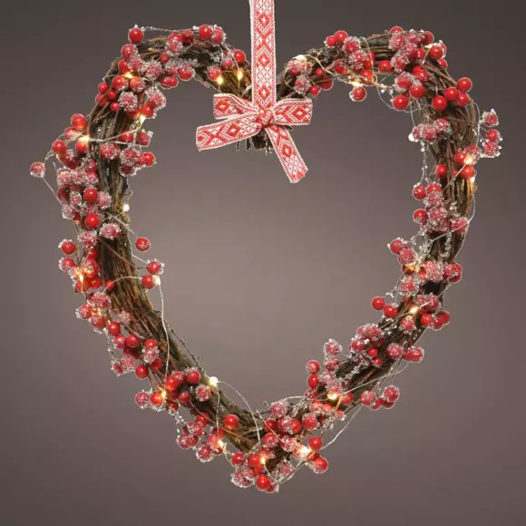 Eminza Couronne De Noël Lumineuse (D38 Cm) Appenzell Rouge
