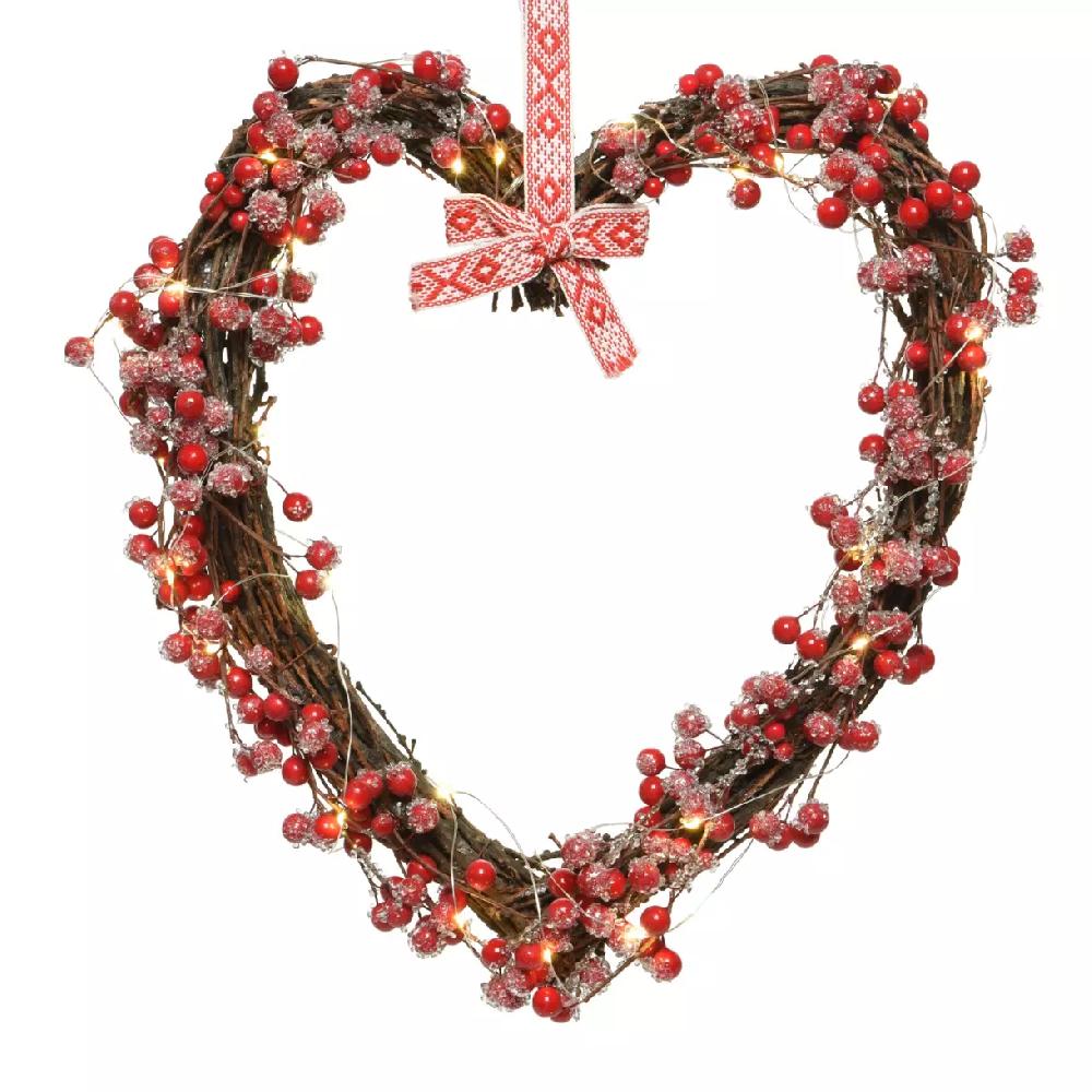 eminza Couronne de Noël lumineuse (D38 cm) Appenzell Rouge