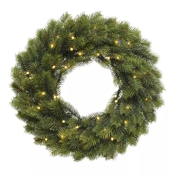 Eminza Couronne De Noël Lumineuse (D40 Cm) Reveillon Blanc Chaud