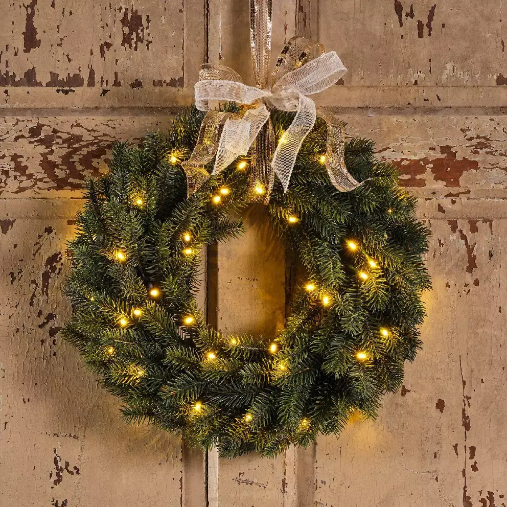 eminza Couronne de Noël lumineuse (D40 cm) Reveillon Blanc chaud