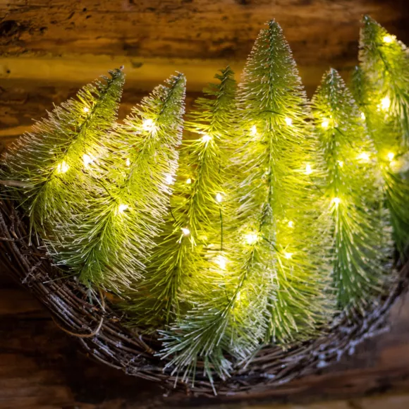 Eminza Couronne De Noël Lumineuse (D50 Cm) Sapins Blanc Chaud