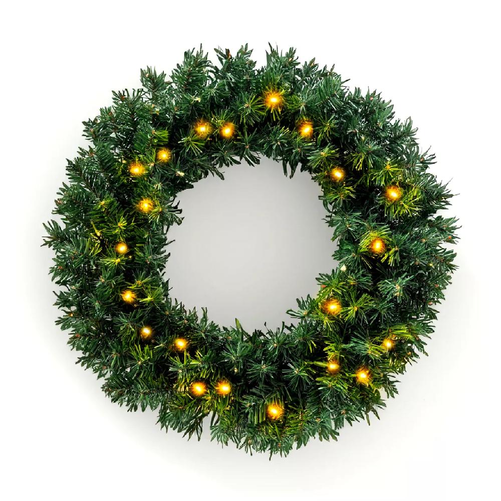 eminza Couronne de Noël lumineuse (D60 cm) Royal Vert et blanc chaud