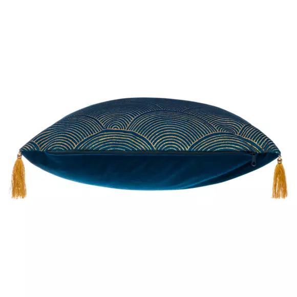 Eminza Coussin Carré (40 X 40 Cm) Glitter Bleu Canard