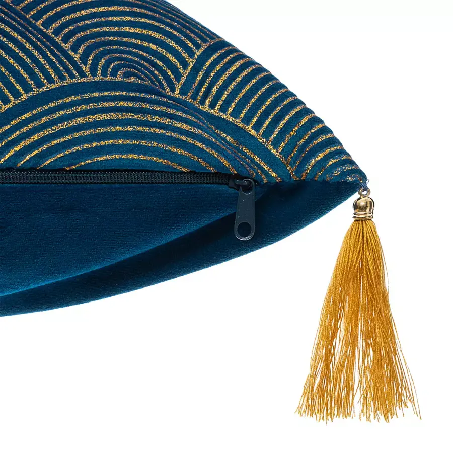 Eminza Coussin Carré (40 X 40 Cm) Glitter Bleu Canard