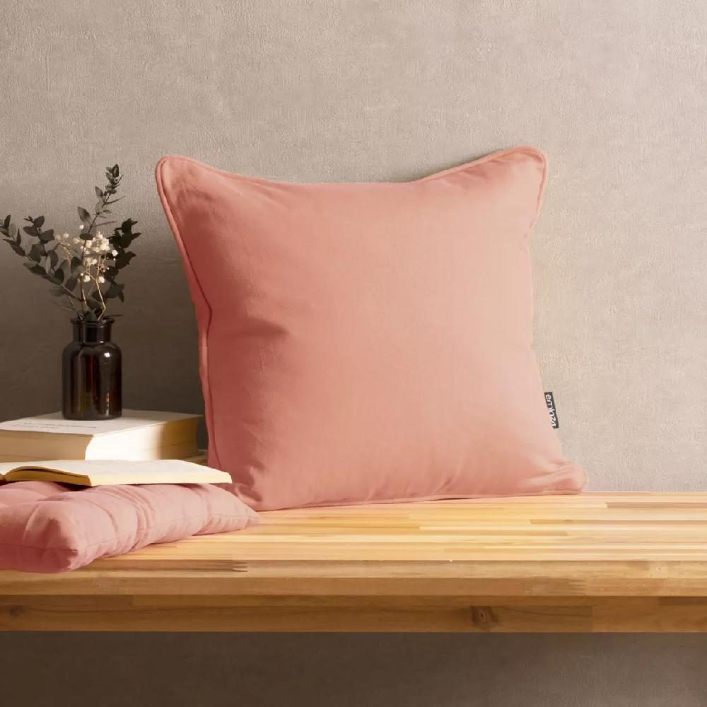 eminza Coussin carré coton (40 x 40 cm) Pixel Rose pêche