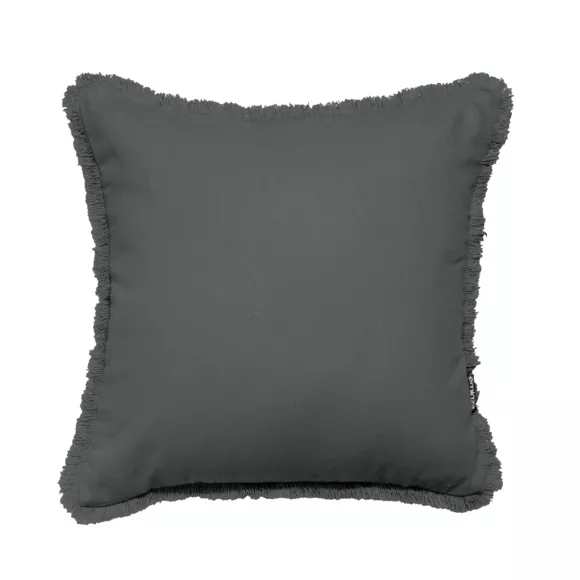 Eminza Coussin Carré Coton (45 X 45 Cm) Pixel Franges Gris Anthracite
